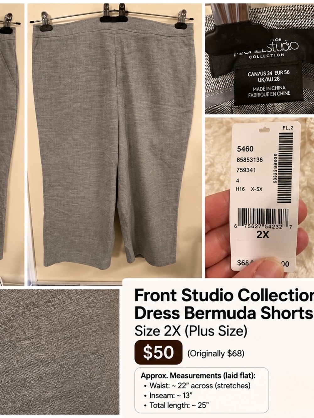 Michele Light Gray Dress Bermuda Capris